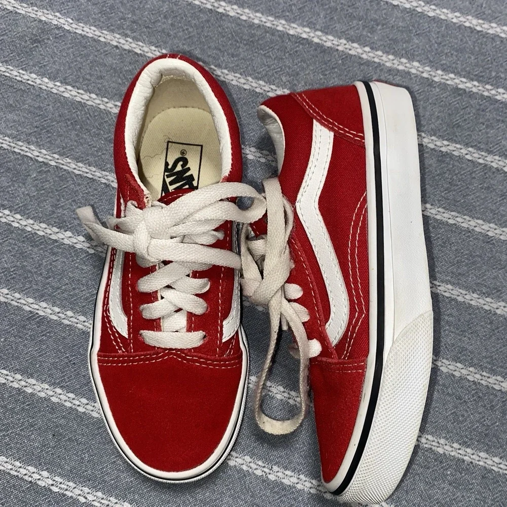 Vans Kids 13 Red Lace Up Old Skill Skate Shoes Unisex